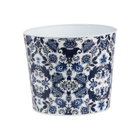 Oriental Blue and White Classic Round Metal Planter