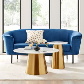 Gilded Opulence Coffee Table Set  Gold and White Marble