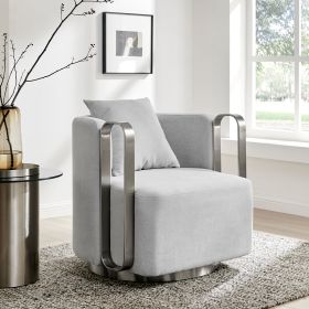 The Marvel Contemporary Accent Chair  Gray and Brushed Nickel