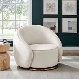 Ivory Swing Luxury Swivel Accent Chair  Ivory and Brushed Gold