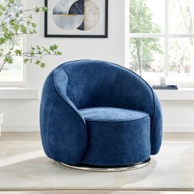 Sapphire Swing Luxury Swivel Accent Chair  Blue and Chrome
