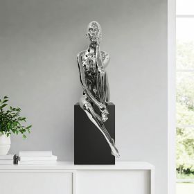 Antoinette Doll Sculpture with Base  Chrome