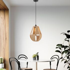 Iron and Ropes 1 Light 12" Diam Pendant  Black and Beige