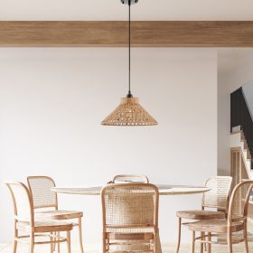 Iron and Ropes 1 Light 15" Diam Pendant  Black and Beige