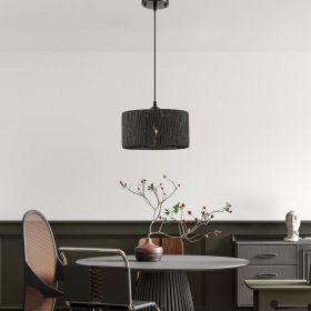Steel and Ropes with Shade Pendant  Black