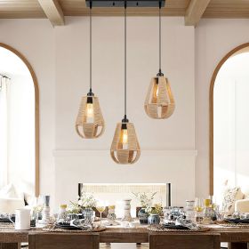 Steel and Ropes 3 Light Chandelier  Black