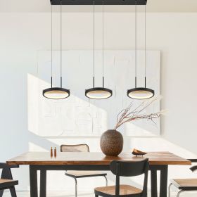 3 heads Satin Black & Wood Chandelier