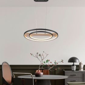 Chandelier Lamp Satin Black & Wood