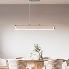 Chandelier Satin Black & Wood