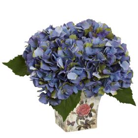 Hydrangea with Floral Planter Blue