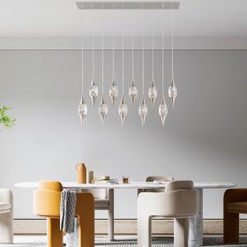 Shinny Teardrops Rectangular Chandelier  Matte Nickel