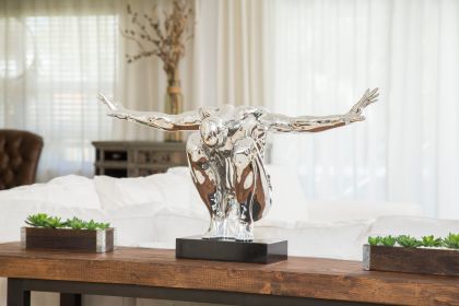 Large Saluting Man Resin Sculpture  Chrome