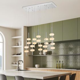 Double Spanish Alabaster Rectangular Chandelier  Chrome