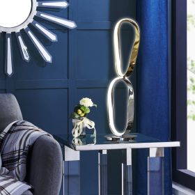 Prague Chrome & Gold Table Lamp  Natural White LED Strip & Touch Dimmer