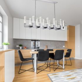 12 Light Rectangular Crystal Dianyi LED Chandelier  Silver