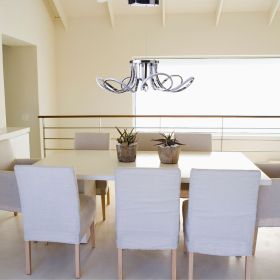 6 Petal Flower Dimmable LED Chandelier  Chrome