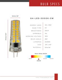 G4 LED Large Bulbs  3W 3000K