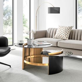 Eclipse Noir Glass Coffee Table  Black and Gold