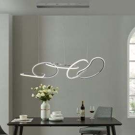 Seoul LED Hoops Rectangular Chandelier  Chrome