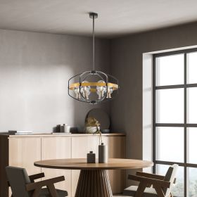 Opia Vintage 8 Light Chandelier  Gold and Black