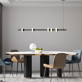 Aluminum and Spanish Alabaster Chandelier  Black