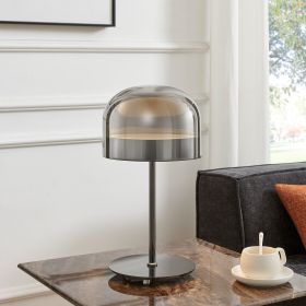 Iron and Smoky Glass Table Lamp  Black