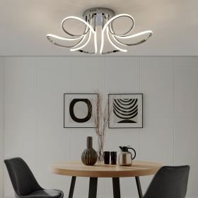6  Petal Flower Dimmable LED Flush Mount Lamp  Chrome