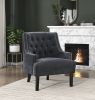 Modern Traditional Accent Chair Black Chenille Upholstery Button Tufted Solid Wood 1pc Living Room Furniture