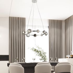 Orbis Halo Chandelier  Polish Nickel