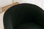 Teddy Fabric Swivel Accent Armchair Barrel Chair With Black Powder Coating Metal Ring,Black