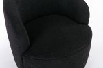 Teddy Fabric Swivel Accent Armchair Barrel Chair With Black Powder Coating Metal Ring,Black