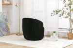 Teddy Fabric Swivel Accent Armchair Barrel Chair With Black Powder Coating Metal Ring,Black