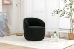Teddy Fabric Swivel Accent Armchair Barrel Chair With Black Powder Coating Metal Ring,Black
