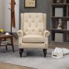 COOLMORE Wood Frame Armchair, Modern Accent Chair Lounge Chair with Sturdy Wood Legs for Living Room Bedroom (Camel PU)