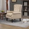 COOLMORE Wood Frame Armchair, Modern Accent Chair Lounge Chair with Sturdy Wood Legs for Living Room Bedroom (Camel PU)