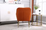 Modern Mid Century Chair velvet Sherpa Armchair for Living Room Bedroom Office Easy Assemble(ORANGE)