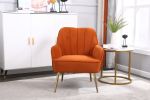 Modern Mid Century Chair velvet Sherpa Armchair for Living Room Bedroom Office Easy Assemble(ORANGE)