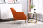 Modern Mid Century Chair velvet Sherpa Armchair for Living Room Bedroom Office Easy Assemble(ORANGE)