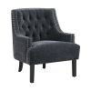Modern Traditional Accent Chair Black Chenille Upholstery Button Tufted Solid Wood 1pc Living Room Furniture