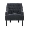 Modern Traditional Accent Chair Black Chenille Upholstery Button Tufted Solid Wood 1pc Living Room Furniture