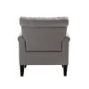 Mid-Century Modern Accent Chair, Linen Armchair w/Tufted Back/Wood Legs, Upholstered Lounge Arm Chair Single Sofa for Living Room Bedroom, Light grey