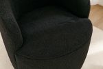 Teddy Fabric Swivel Accent Armchair Barrel Chair With Black Powder Coating Metal Ring,Black