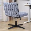 Armless Office Desk Chair No Wheels, BLUE