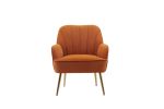 Modern Mid Century Chair velvet Sherpa Armchair for Living Room Bedroom Office Easy Assemble(ORANGE)