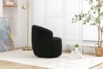 Teddy Fabric Swivel Accent Armchair Barrel Chair With Black Powder Coating Metal Ring,Black