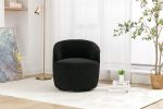 Teddy Fabric Swivel Accent Armchair Barrel Chair With Black Powder Coating Metal Ring,Black
