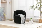 Teddy Fabric Swivel Accent Armchair Barrel Chair With Black Powder Coating Metal Ring,Black