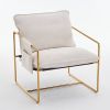 2 Chairs in 1 Box, Upholstered Hanging Armchair with Arm PocketsMetal frame, gold-plated craftsmanship