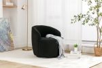 Teddy Fabric Swivel Accent Armchair Barrel Chair With Black Powder Coating Metal Ring,Black