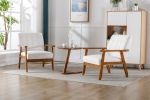 Accent Chairs Set of 2 with Side Table, Mid Century Modern Accent Chair, Wood and Fabric Armchairs Side Chair